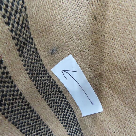 Anne Klein Camel Sleeved Poncho Sweater Cardigan Small Brown Plaid NEW w FLAW - Picture 5 of 11